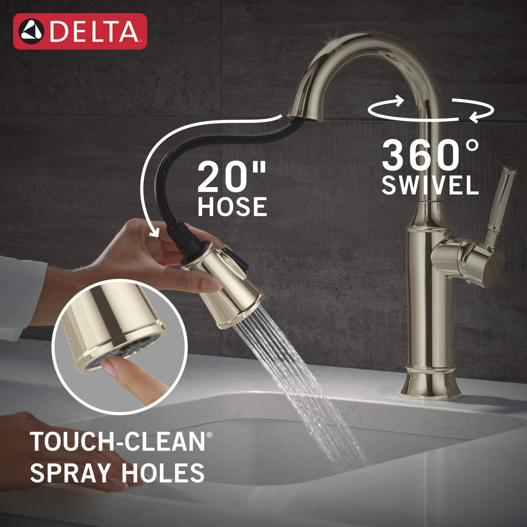 Delta Renaldi™ Single Handle Pull-Down Bar / Prep Faucet