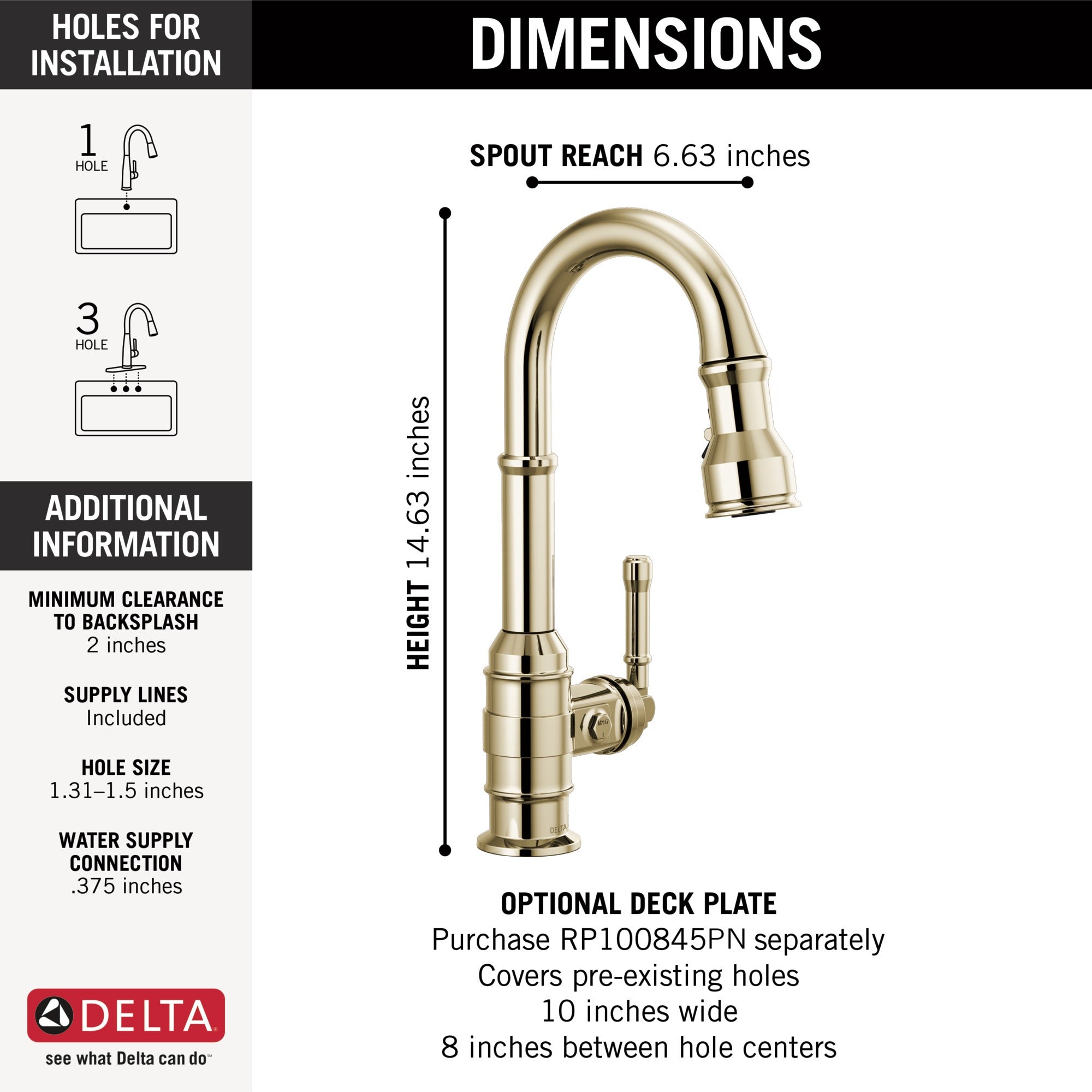 Delta Broderick® Single Handle Pull-Down Bar / Prep Faucet