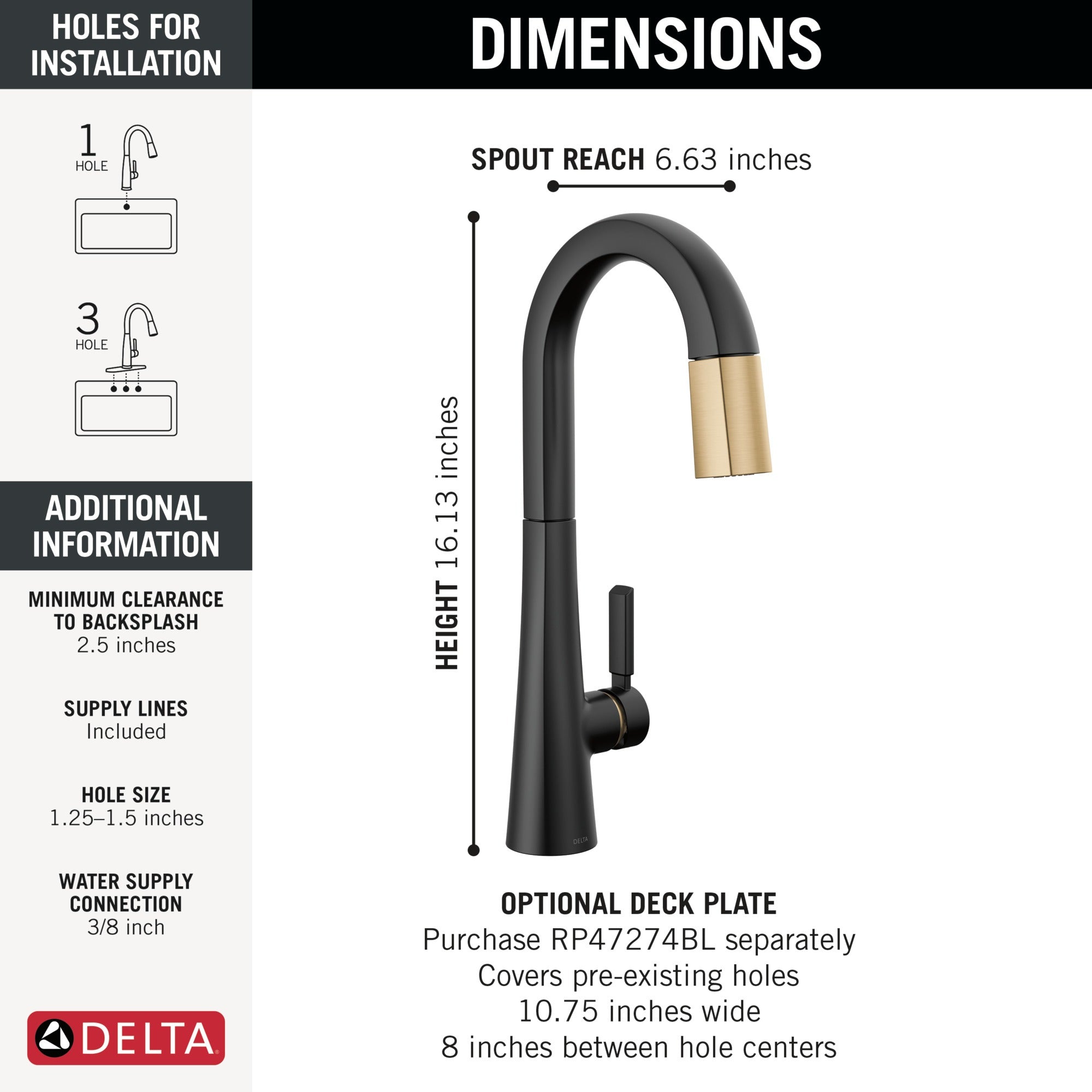 Delta Monrovia® Single Handle Pull-Down Bar / Prep Faucet