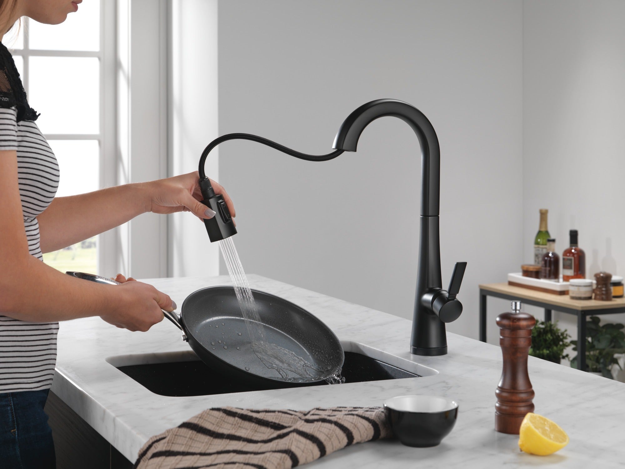 Delta Monrovia® Single Handle Pull-Down Bar/Prep Faucet with Touch<sub>2</sub>O® Technology