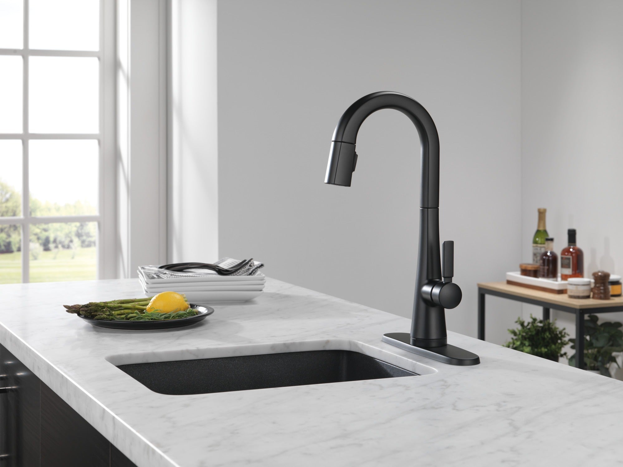 Delta Monrovia® Single Handle Pull-Down Bar/Prep Faucet with Touch<sub>2</sub>O® Technology