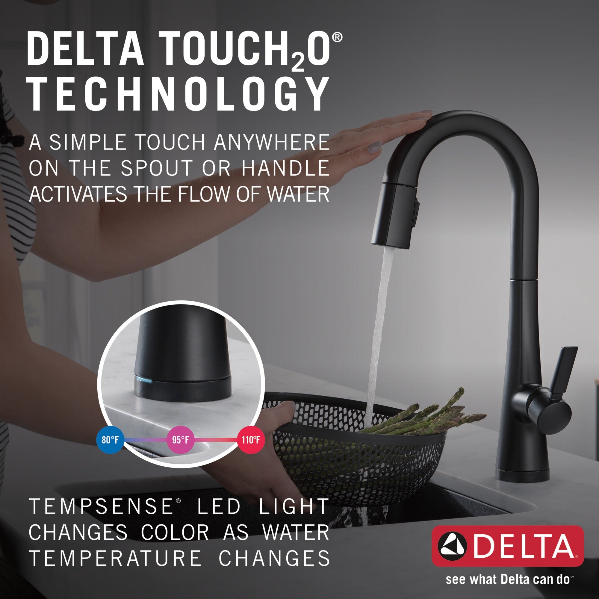 Delta Monrovia® Single Handle Pull-Down Bar/Prep Faucet with Touch<sub>2</sub>O® Technology
