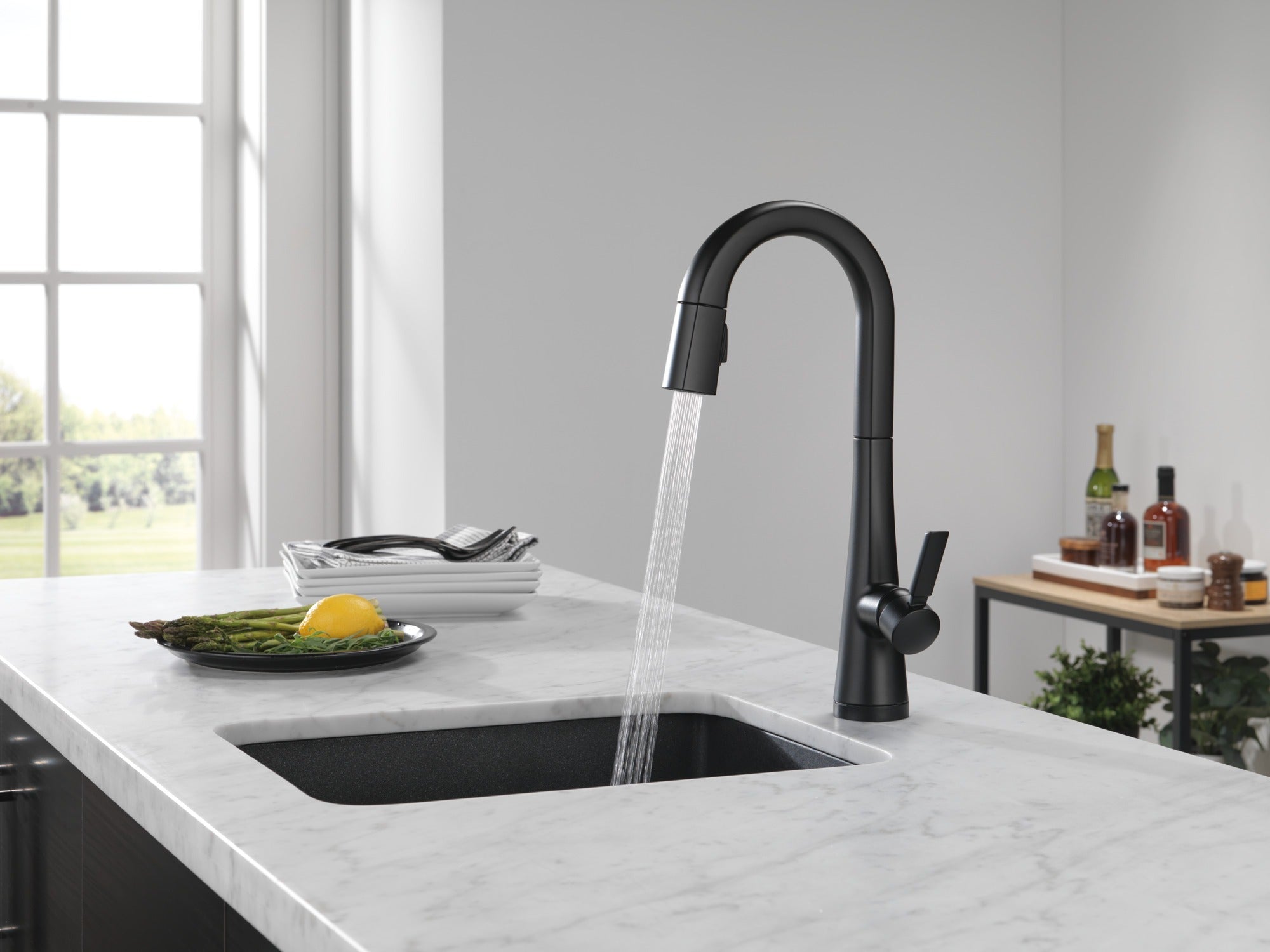 Delta Monrovia® Single Handle Pull-Down Bar/Prep Faucet with Touch<sub>2</sub>O® Technology