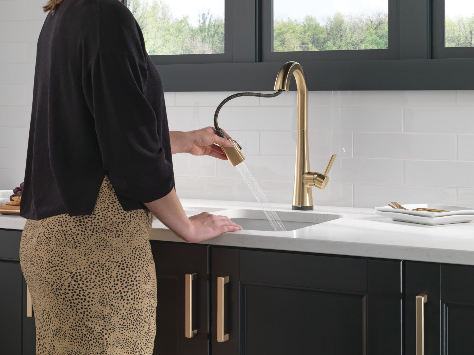 Delta Monrovia® Single Handle Pull-Down Bar/Prep Faucet with Touch<sub>2</sub>O® Technology