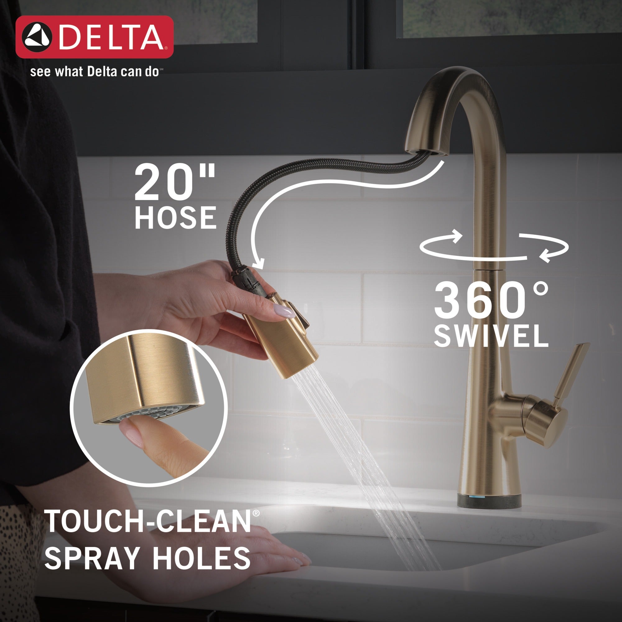 Delta Monrovia® Single Handle Pull-Down Bar/Prep Faucet with Touch<sub>2</sub>O® Technology