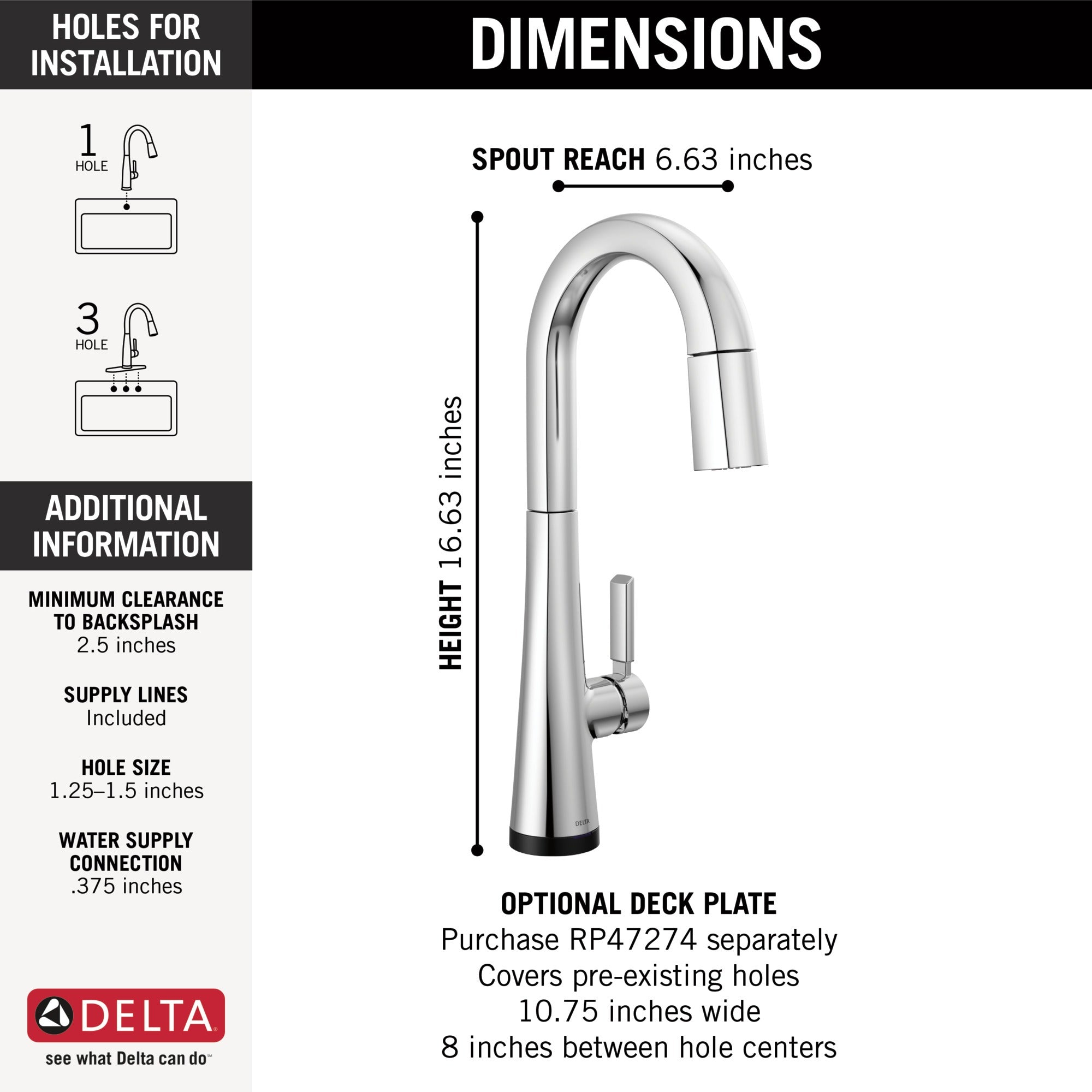 Delta Monrovia® Single Handle Pull-Down Bar/Prep Faucet with Touch<sub>2</sub>O® Technology