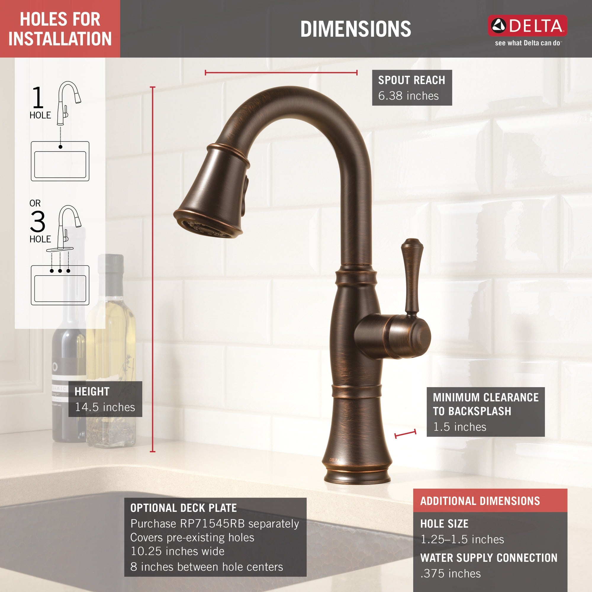Delta Cassidy® Single Handle Pull-Down Bar / Prep Faucet
