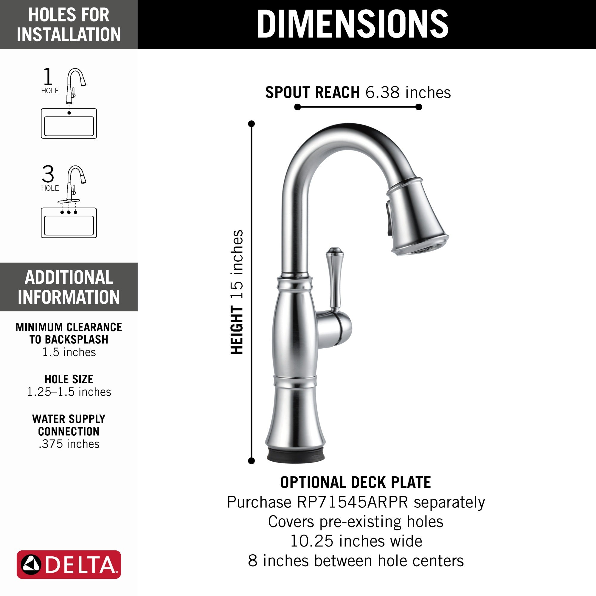 Delta Cassidy® Single Handle Pull-Down Bar/Prep with Touch<sub>2</sub>O® Technology