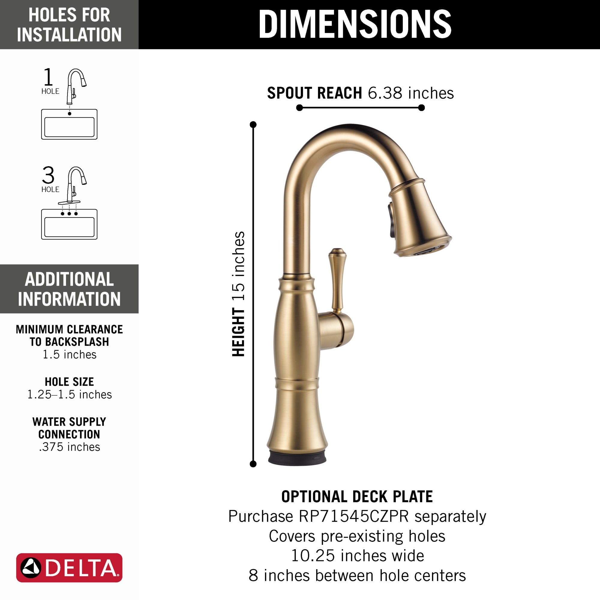 Delta Cassidy® Single Handle Pull-Down Bar/Prep with Touch<sub>2</sub>O® Technology