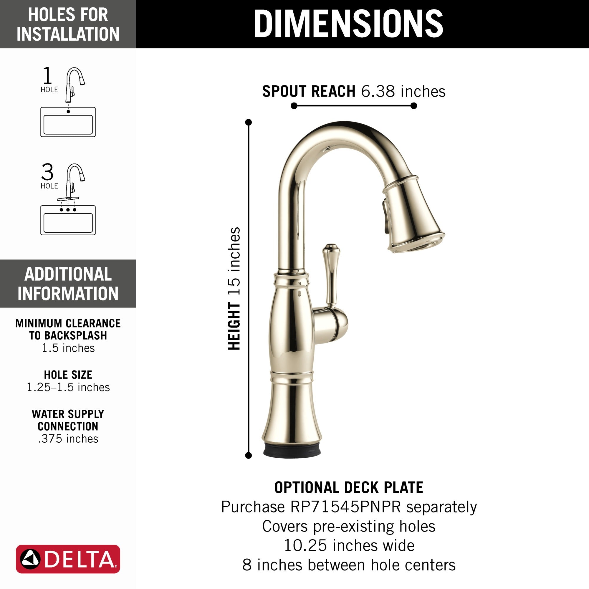 Delta Cassidy® Single Handle Pull-Down Bar/Prep with Touch<sub>2</sub>O® Technology