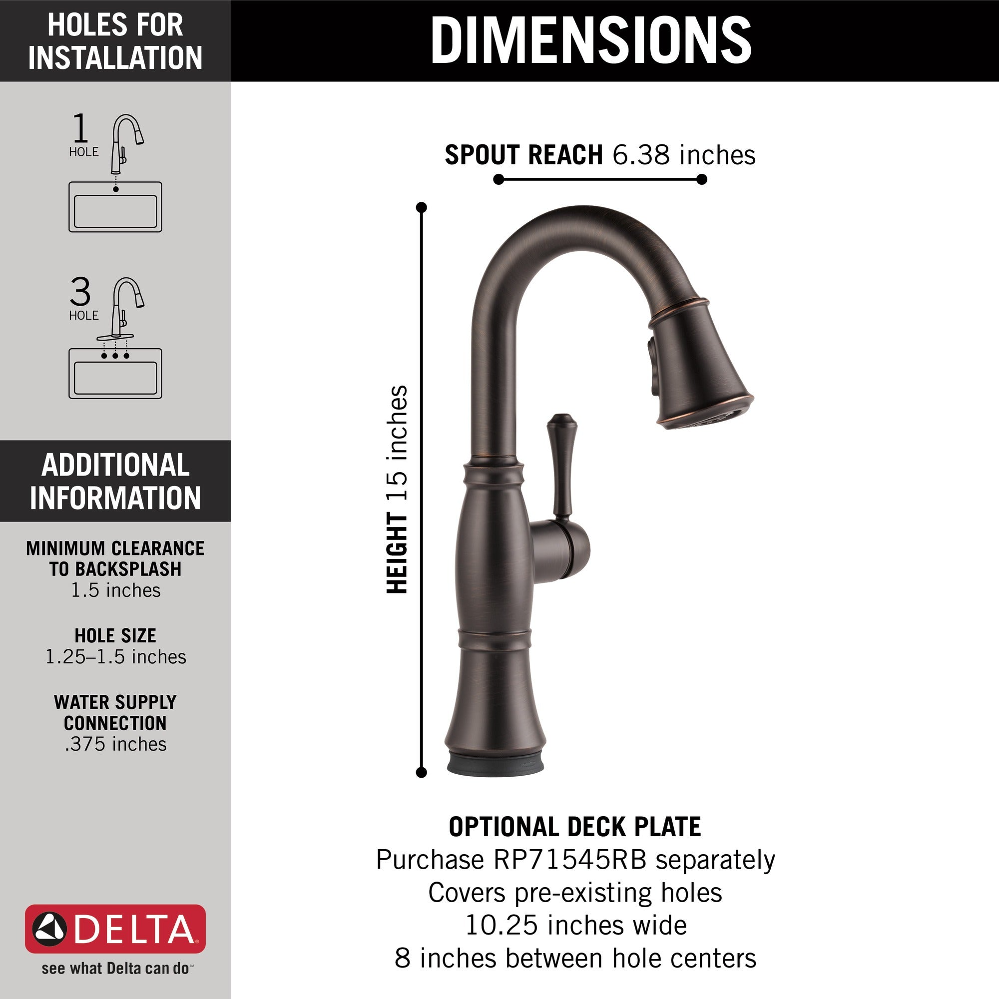 Delta Cassidy® Single Handle Pull-Down Bar / Prep Faucet with Touch<sub>2</sub>O® Technology