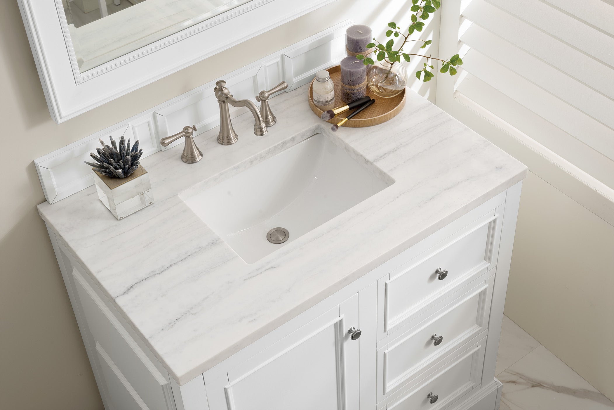 James Martin De Soto 36" Single Vanity in Bright White with 3cm Countertop