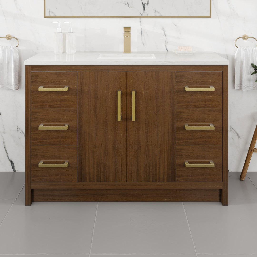 Eviva Curio Bath Vanity with Carrara Quartz Top and Undermount Porcelain Sink (24"-60")