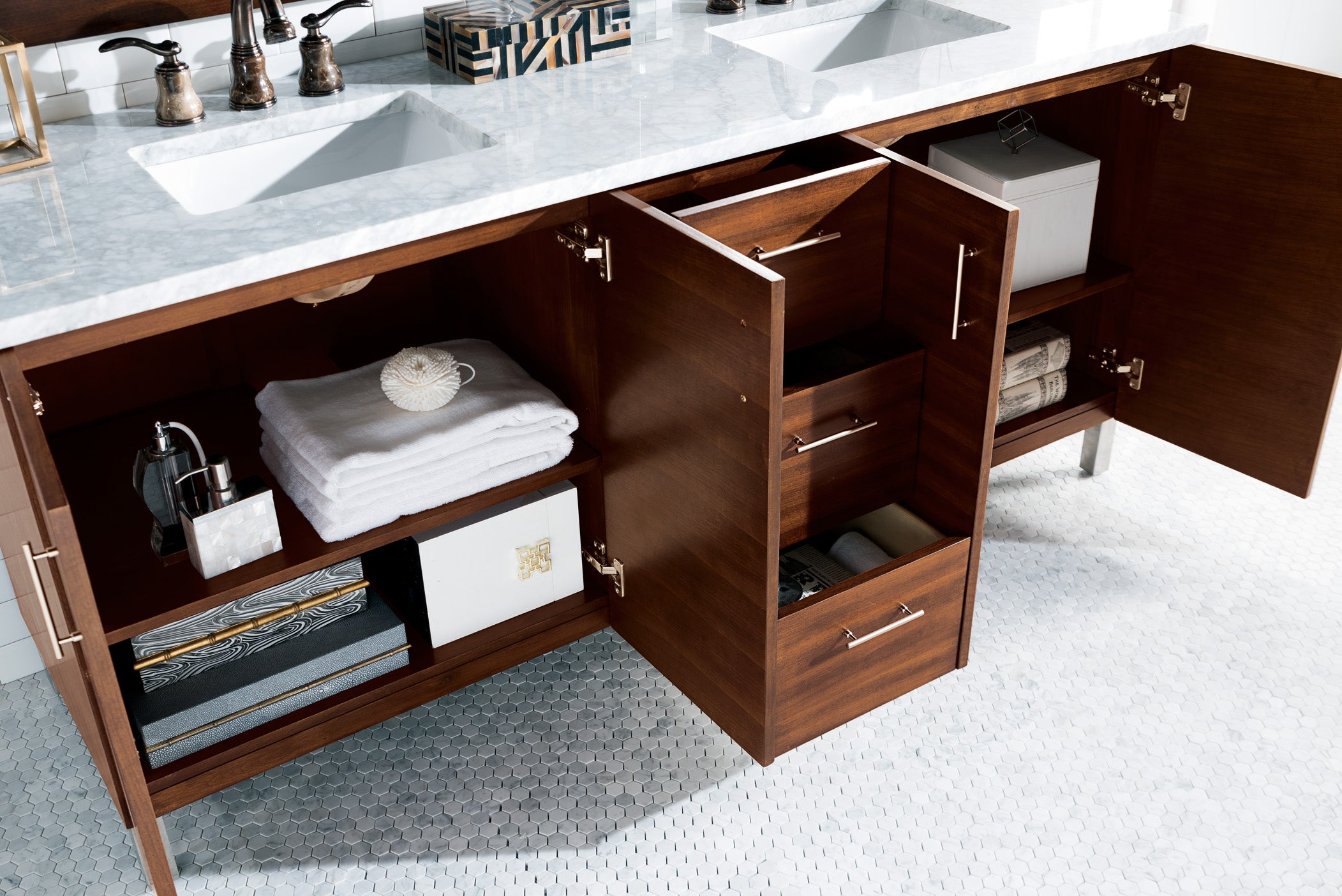 James Martin Metropolitan 72" Double Vanity in American Walnut with 3cm Countertop