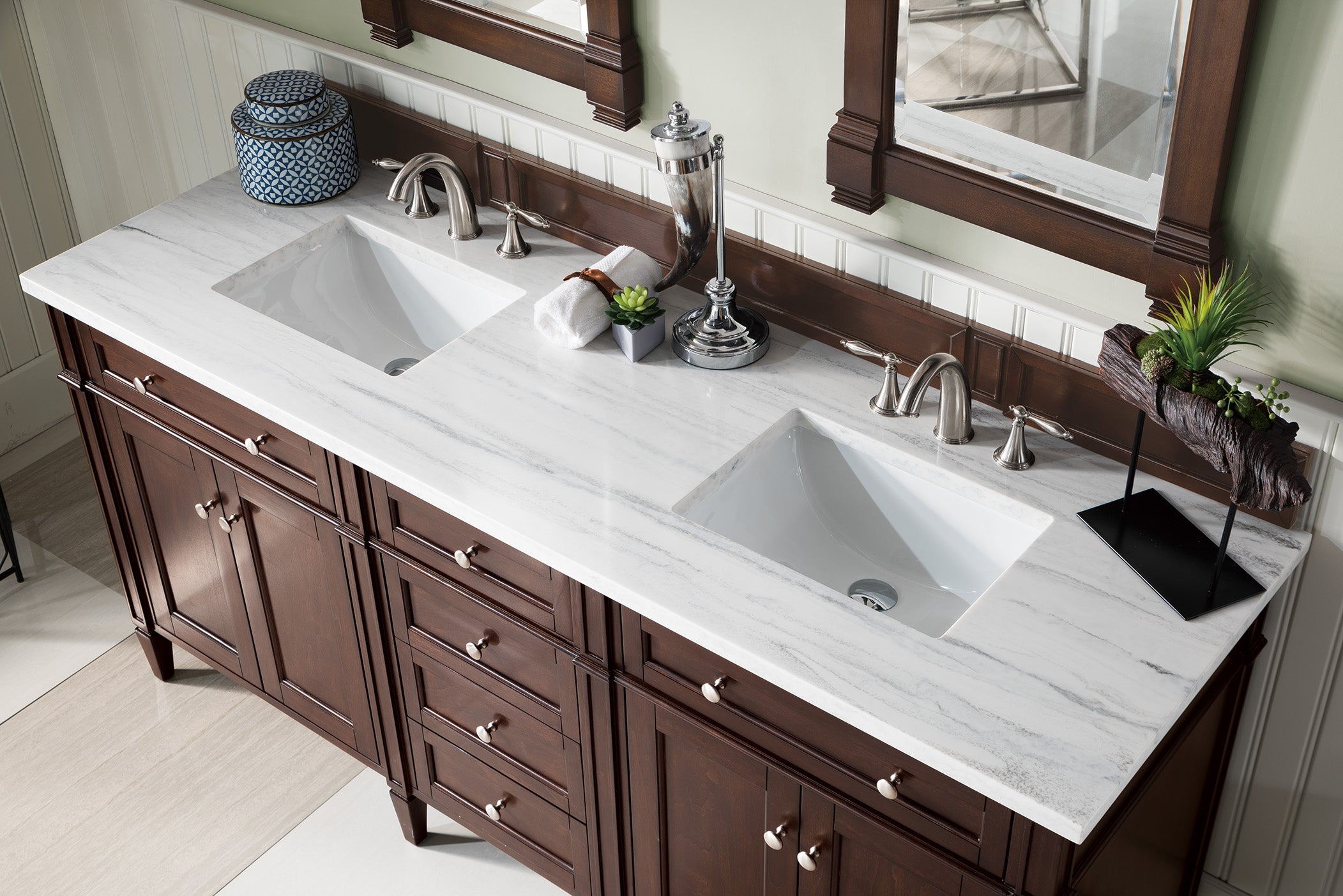 James Martin Brittany 72" Double Vanity in Burnished Mahogany with 3cm Countertop