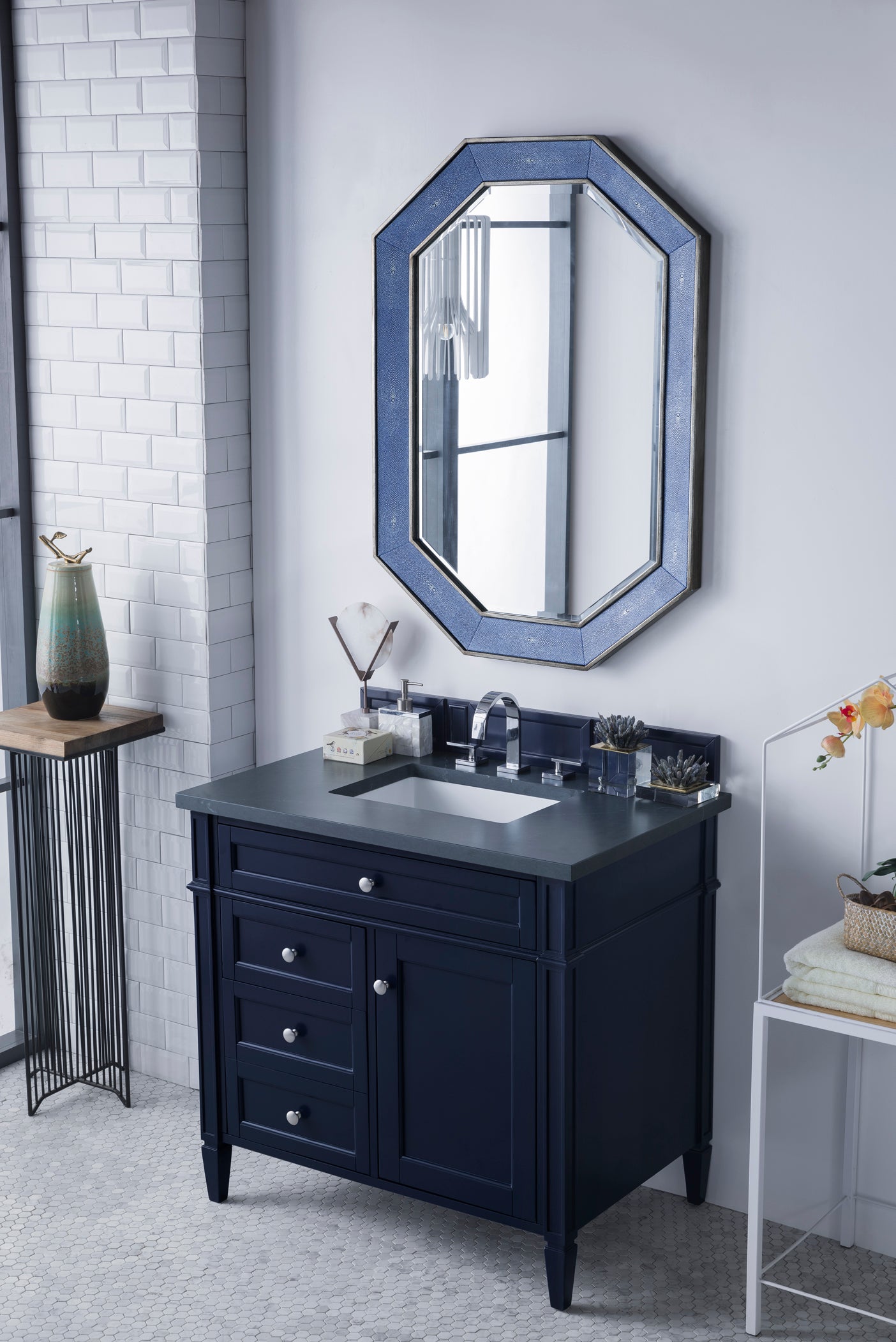 James Martin Brittany 36" Single Vanity in Victory Bleu with 3cm Countertop