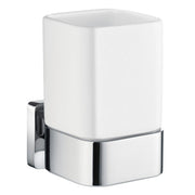 ICE - Holder with Tumbler, Polished chrome with tumbler in porcelain