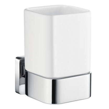ICE - Holder with Tumbler, Polished chrome with tumbler in porcelain
