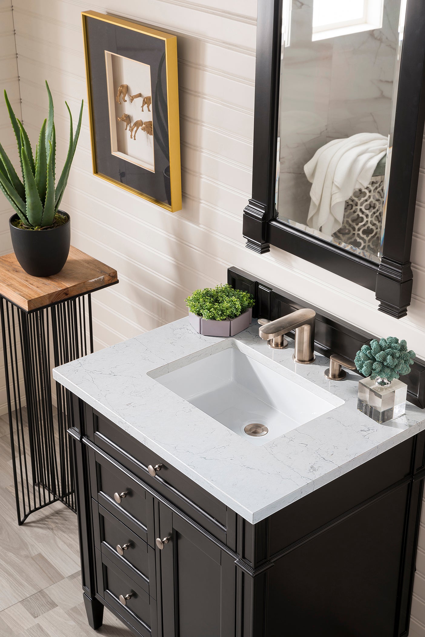 James Martin Brittany 30" Single Vanity in Black Onyx with 3cm Countertop