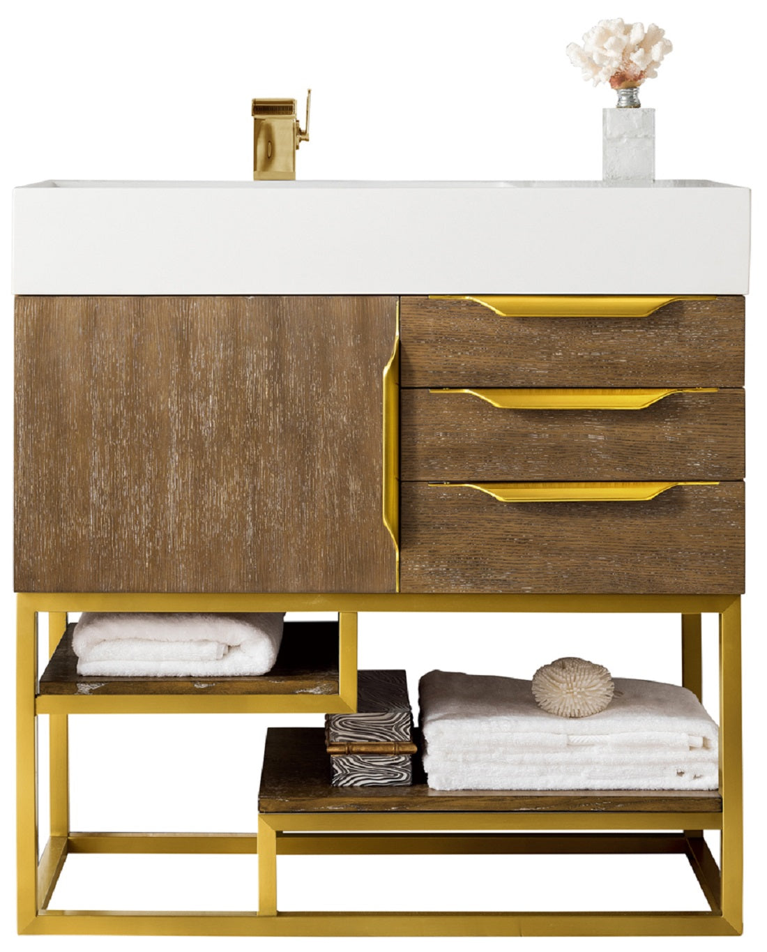 James Martin Columbia 36" Freestanding Single Vanity with Mineral Composite Stone Countertop