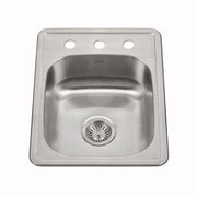 Houzer ADA Compliant 17 inch Stainless Steel Drop-in Topmount 3-hole 5 inch Deep Large Bar and Prep Sink - A1722-503-1