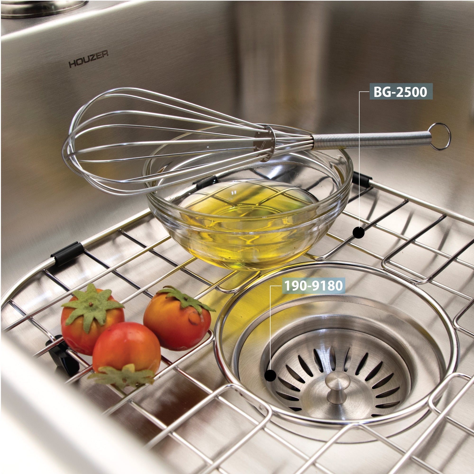 Houzer ADA Glowtone 17" Stainless Steel Drop-in Topmount 3-hole Single Bowl Kitchen Sink with Strainer
