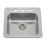 Houzer ADA Compliant 19 inch Stainless Steel Drop-in Topmount 3-hole 5 inch Deep Single Bowl Kitchen Sink - A1919-503-1
