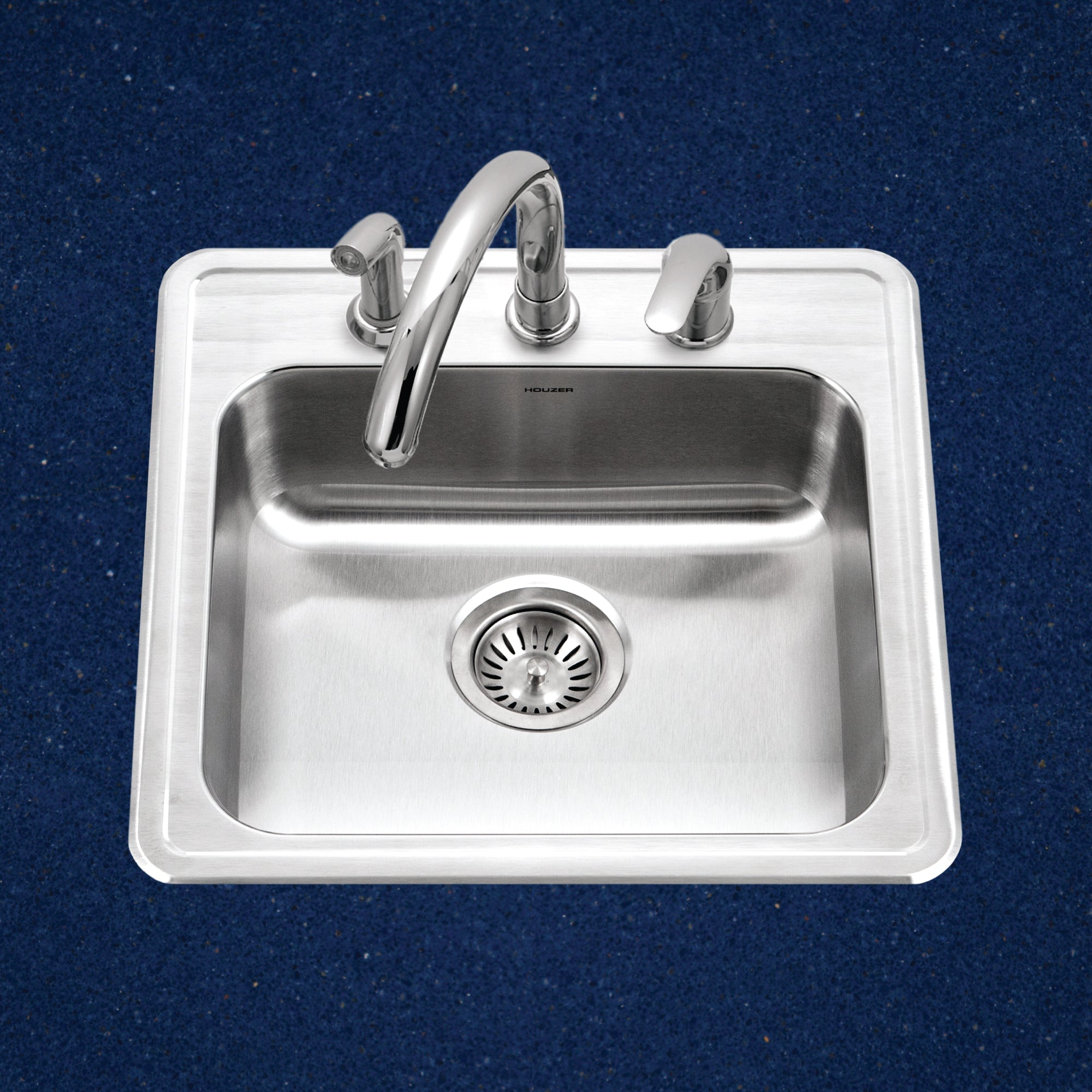 Houzer ADA Compliant 19 inch Stainless Steel Drop-in Topmount 3-hole 5 inch Deep Single Bowl Kitchen Sink - A1919-503-1