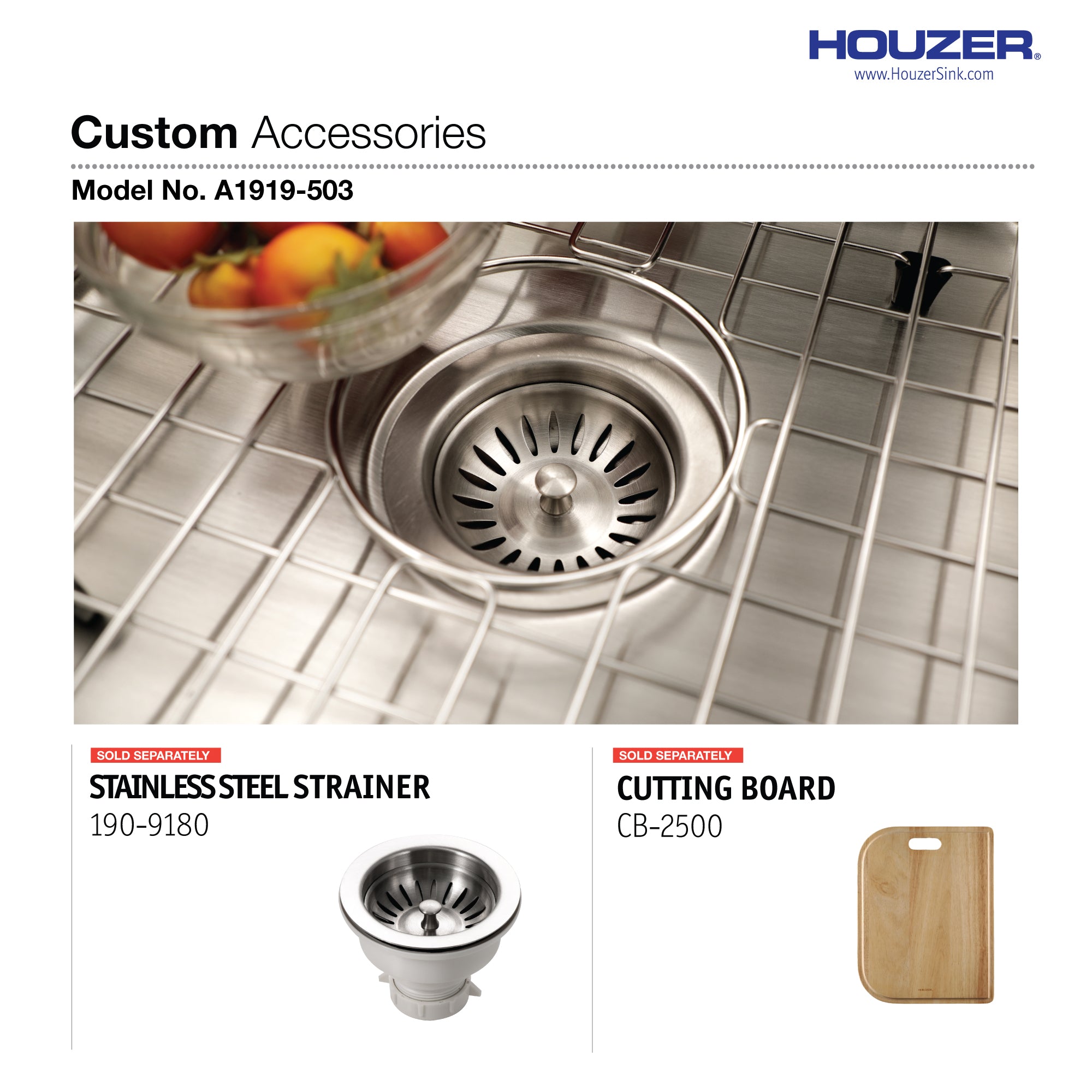 Houzer ADA Compliant 19 inch Stainless Steel Drop-in Topmount 3-hole 5 inch Deep Single Bowl Kitchen Sink - A1919-503-1