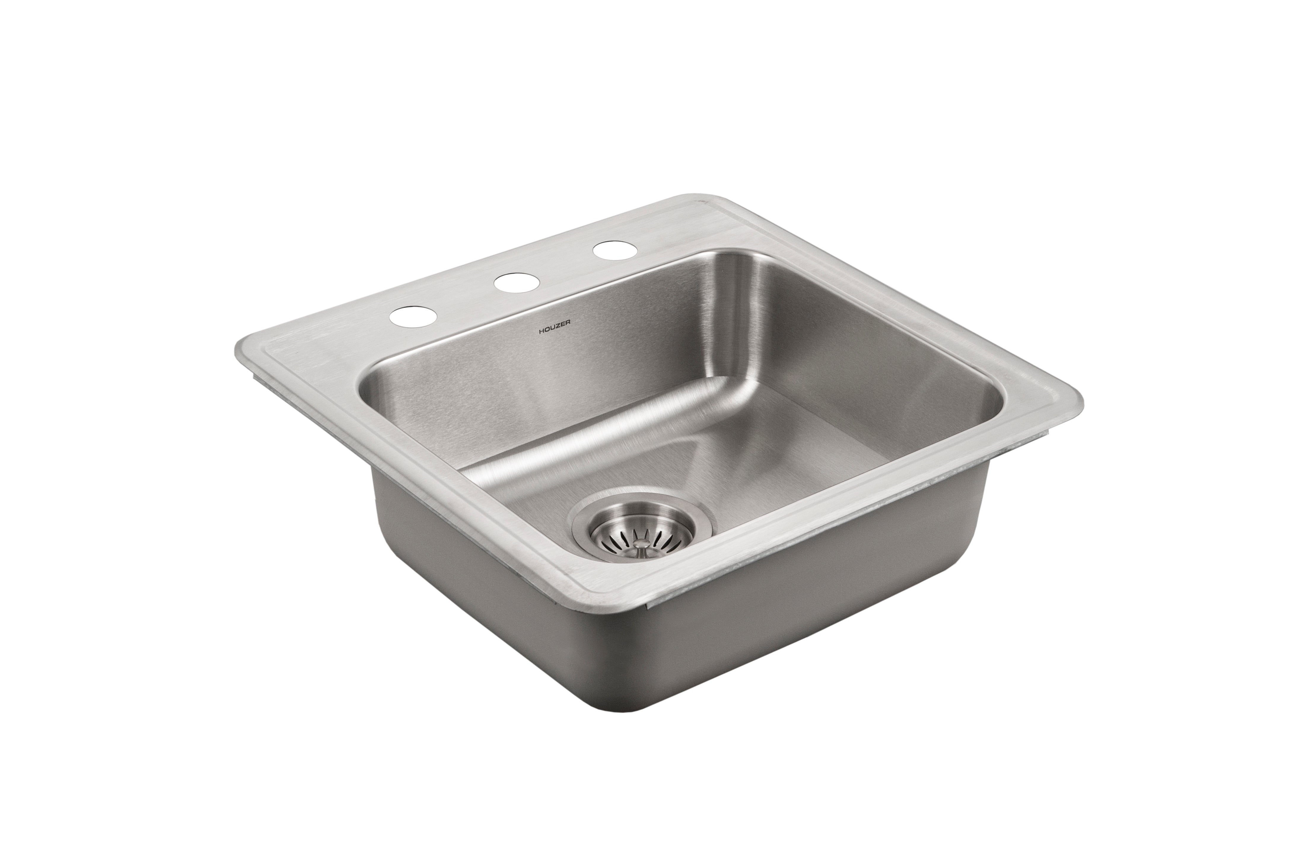 Houzer ADA Compliant 19 inch Stainless Steel Drop-in Topmount 3-hole 5 inch Deep Single Bowl Kitchen Sink - A1919-603-1