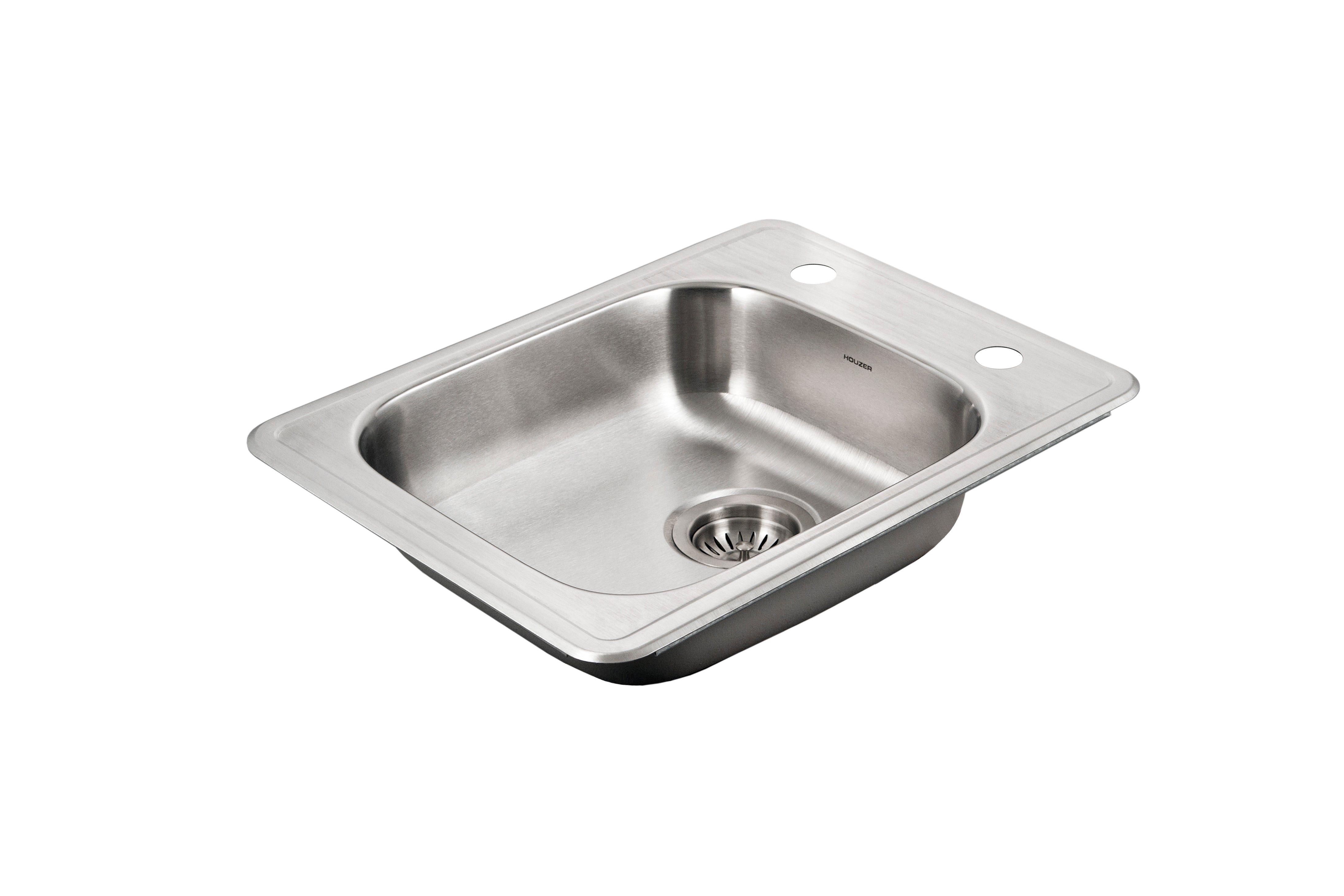 Houzer ADA Compliant 22 inch Stainless Steel Drop-in Topmount 2-hole 5 inch Deep Single Bowl Kitchen Sink