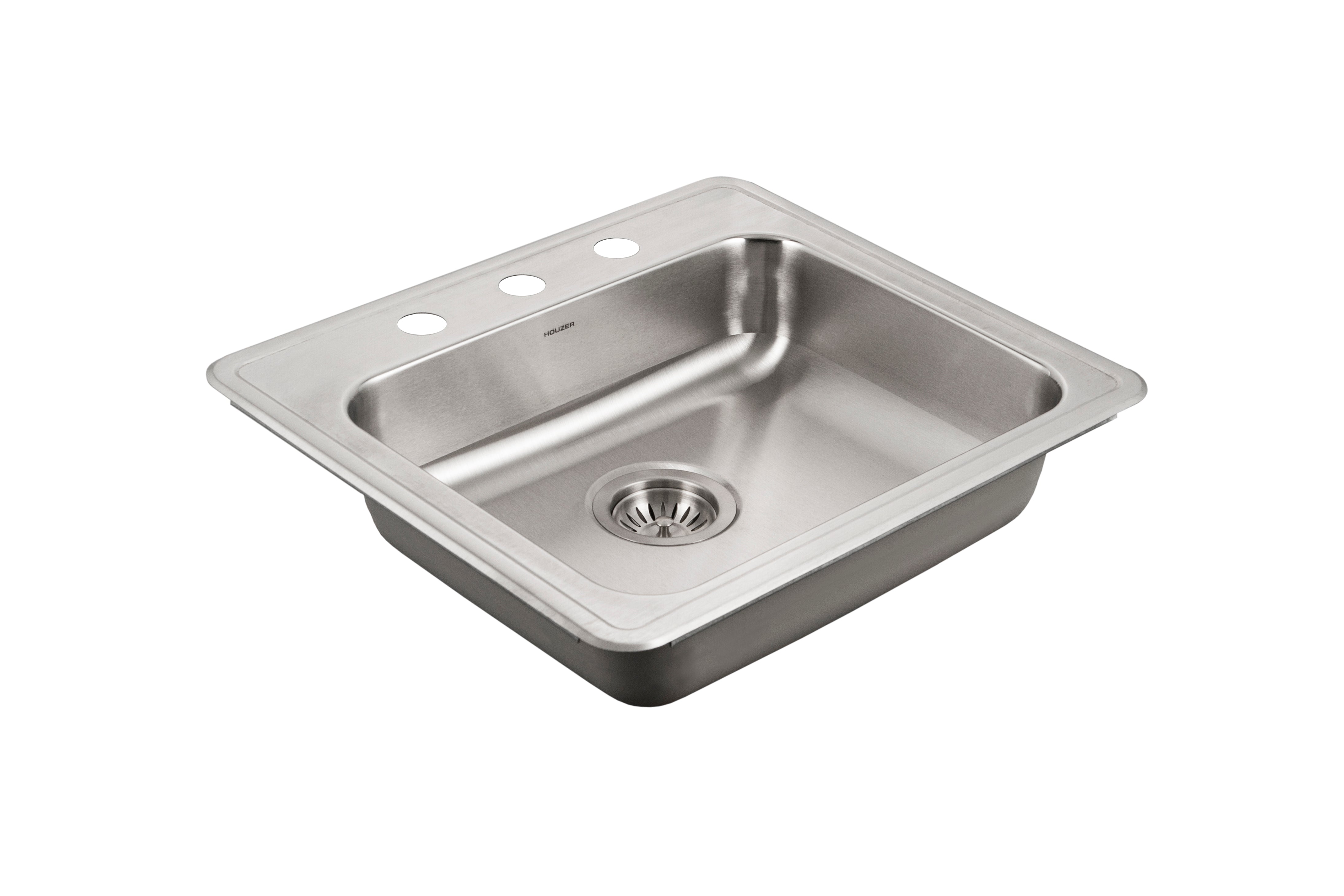 Houzer ADA Compliant 22 inch Stainless Steel Drop-in Topmount 3-hole 5 inch Deep Single Bowl Kitchen Sink - A2219-503-1