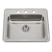Houzer ADA Compliant 22 inch Stainless Steel Drop-in Topmount 3-hole 6 inch Deep Single Bowl Kitchen Sink - A2219-603-1