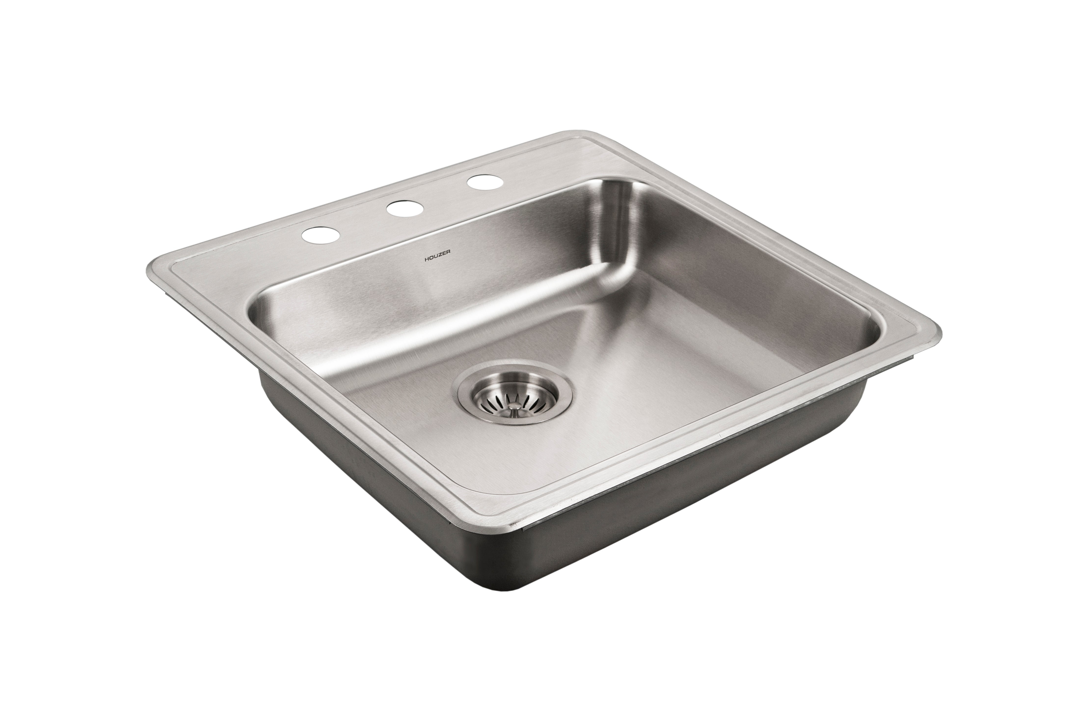Houzer ADA Compliant 22 inch Stainless Steel Drop-in Topmount 3-hole 5 inch Deep Single Bowl Kitchen Sink - A2222-503-1