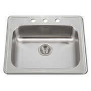 Houzer ADA Compliant 25 inch Stainless Steel Drop-in Topmount 3-hole 5 inch Deep Single Bowl Kitchen Sink - A2522-503-1