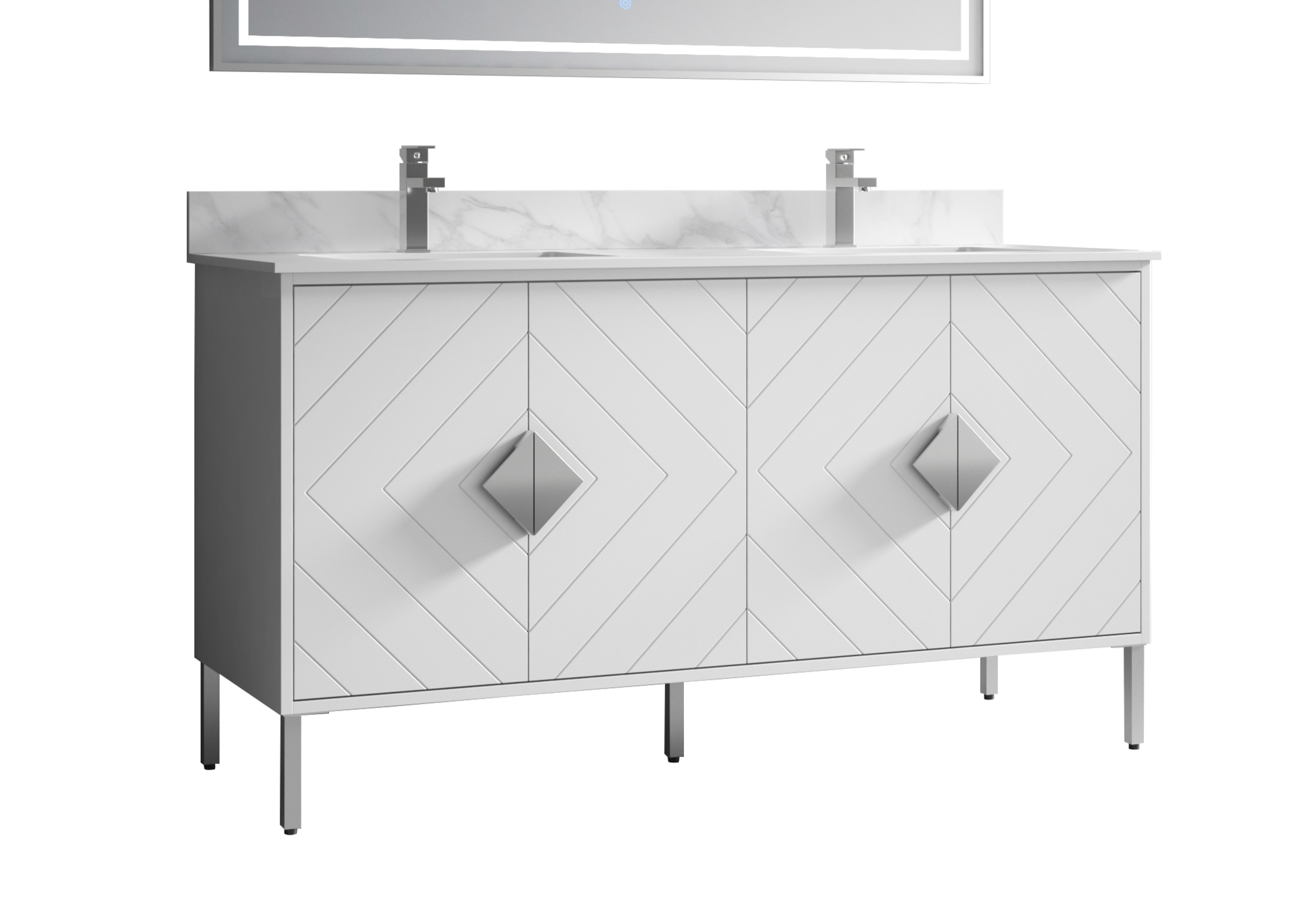 Chans Furniture AC-66WT60 60" Tennant Brand Eileen Modern Style Double Sink Bathroom Vanity