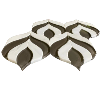 Botanica Waterjet Mosac Arabescato and Gray Glass Clear