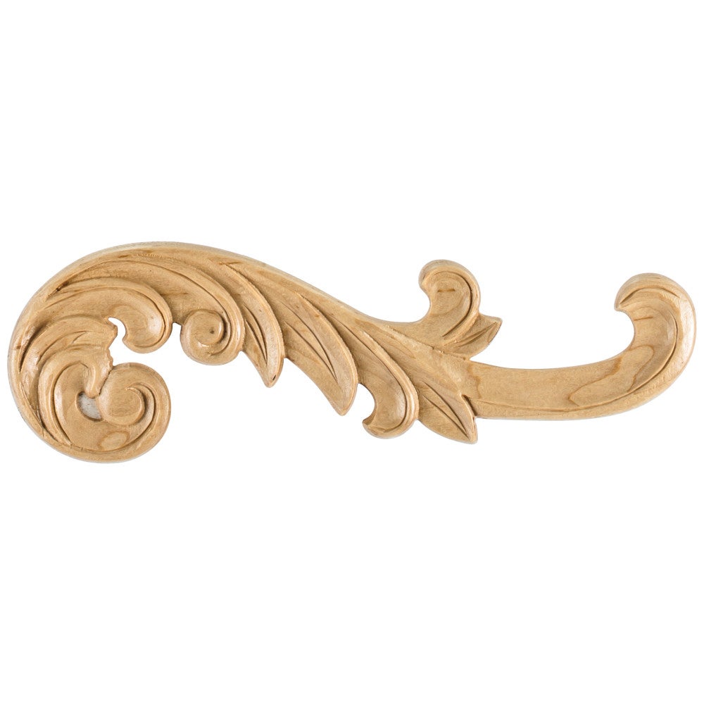 Hardware Resources 10-3/8" W x 1/4" D x 3-1/4" H Right Curved Maple Acanthus Applique