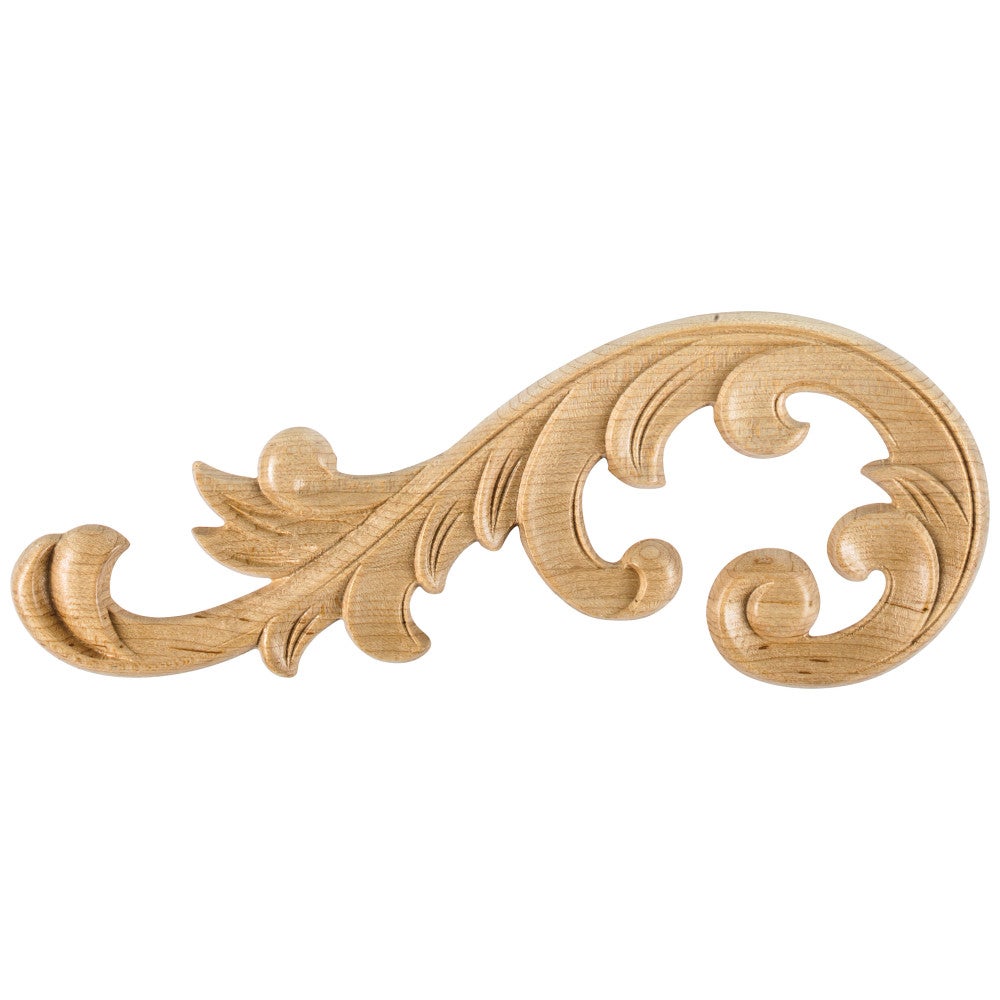 Hardware Resources 10-5/8" W x 1/4" D x 4" H Left Maple Acanthus Applique