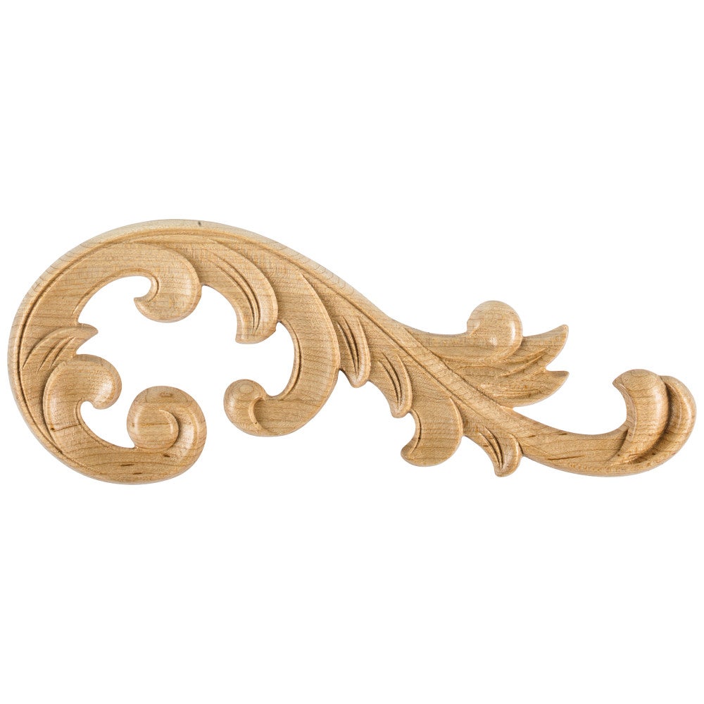 Hardware Resources 10-5/8" W x 1/4" D x 4" H Right Maple Acanthus Applique