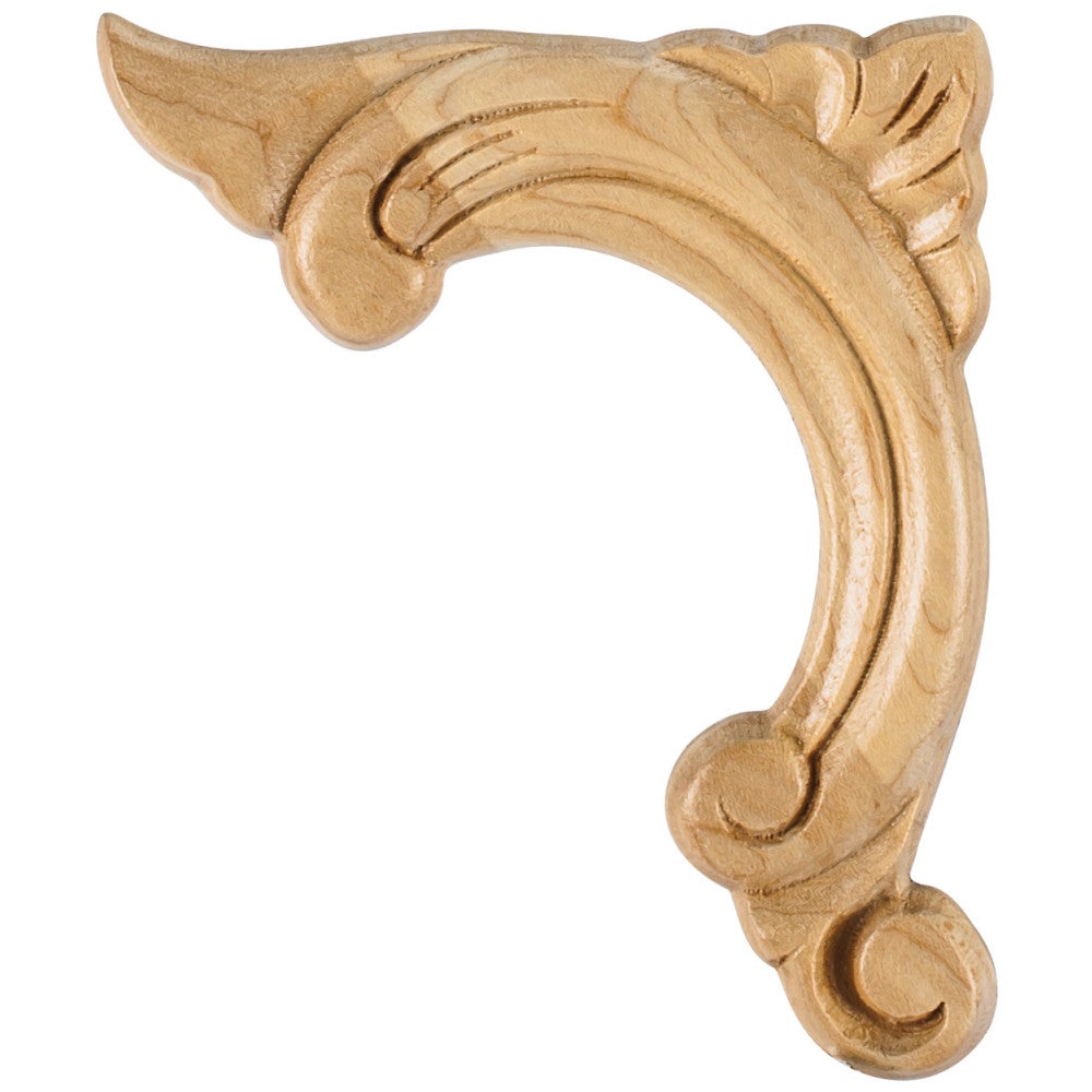 Hardware Resources 3-3/4" W x 3/8" D x 4-1/2" H Left Corner Maple Acanthus Applique