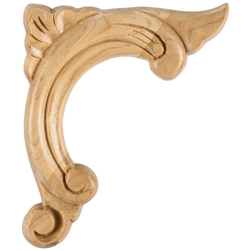 Hardware Resources 3-3/4" W x 3/8" D x 4-1/2" H Right Corner Cherry Acanthus Applique