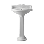 Isabella Collection Traditional Pedestal with an Integrated small oval bowl,Backsplash, Dual Soap Ledges, Decorative Trim and Overflow