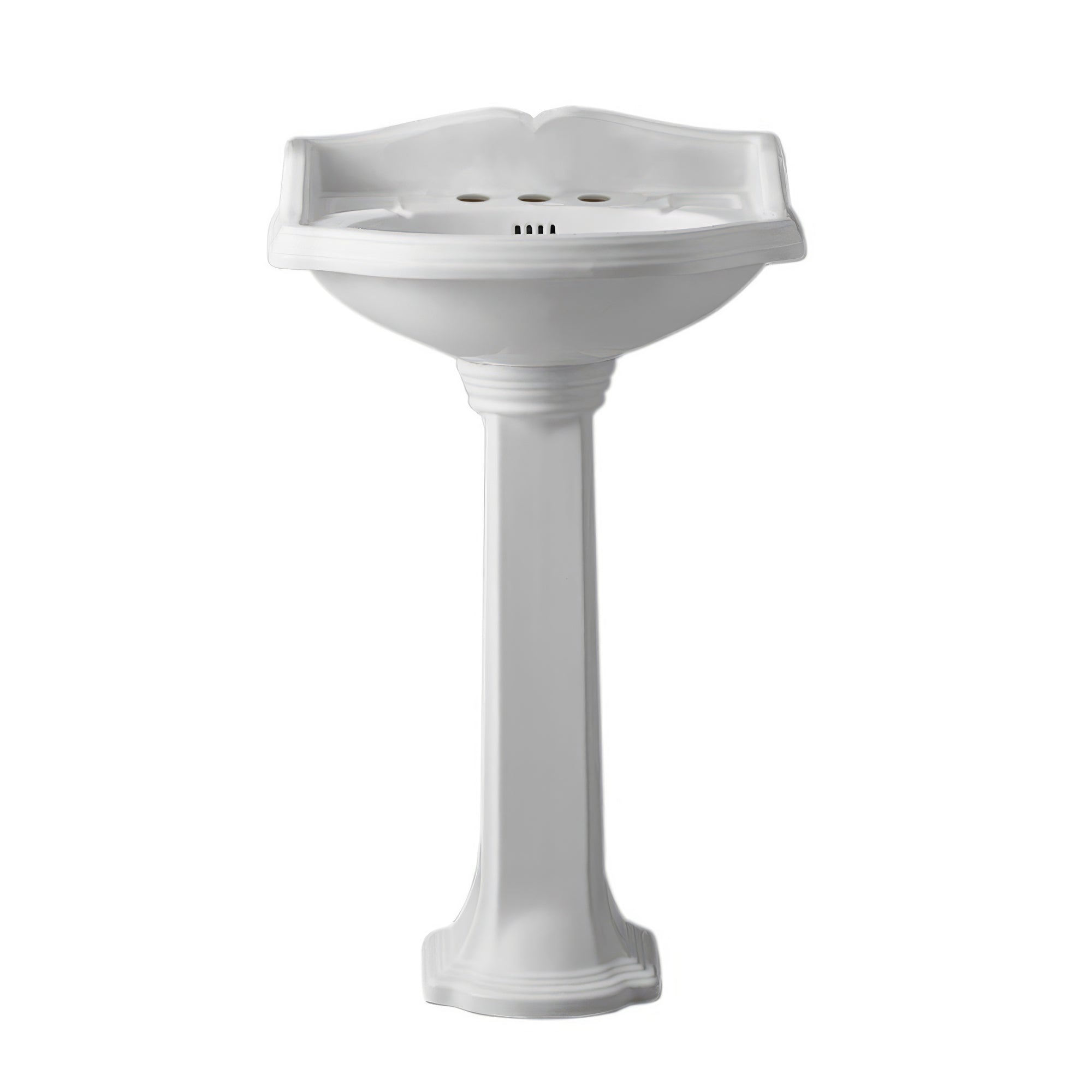 Isabella Collection Traditional Pedestal with an Integrated small oval bowl,Backsplash, Dual Soap Ledges, Decorative Trim and Overflow