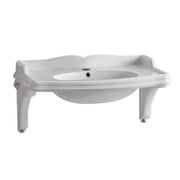 Isabella Collection Large Rectangular Wall Mount Basin with Integrated Oval Bowl and Ceramic Shelf Supports