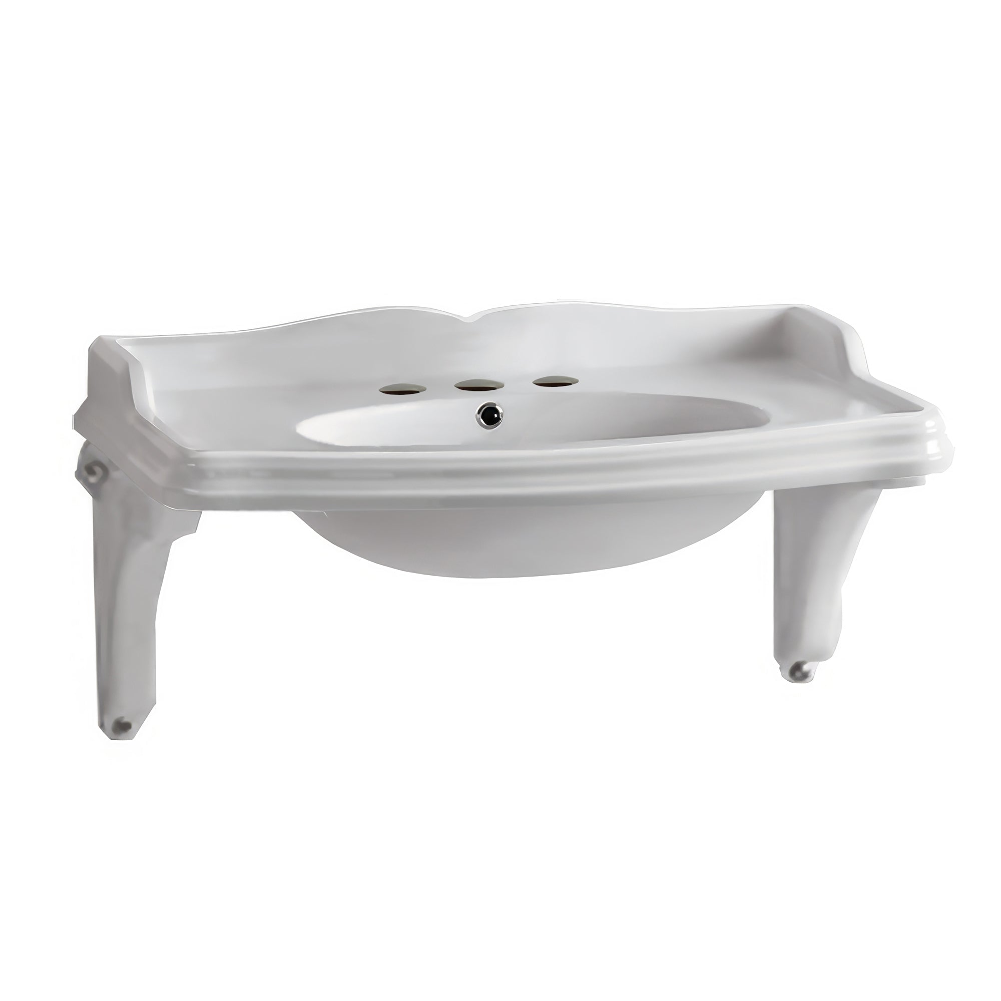 Isabella Collection 40" Rectangular Wall Mount Basin with Integrated Oval Bowl and Ceramic Shelf Supports