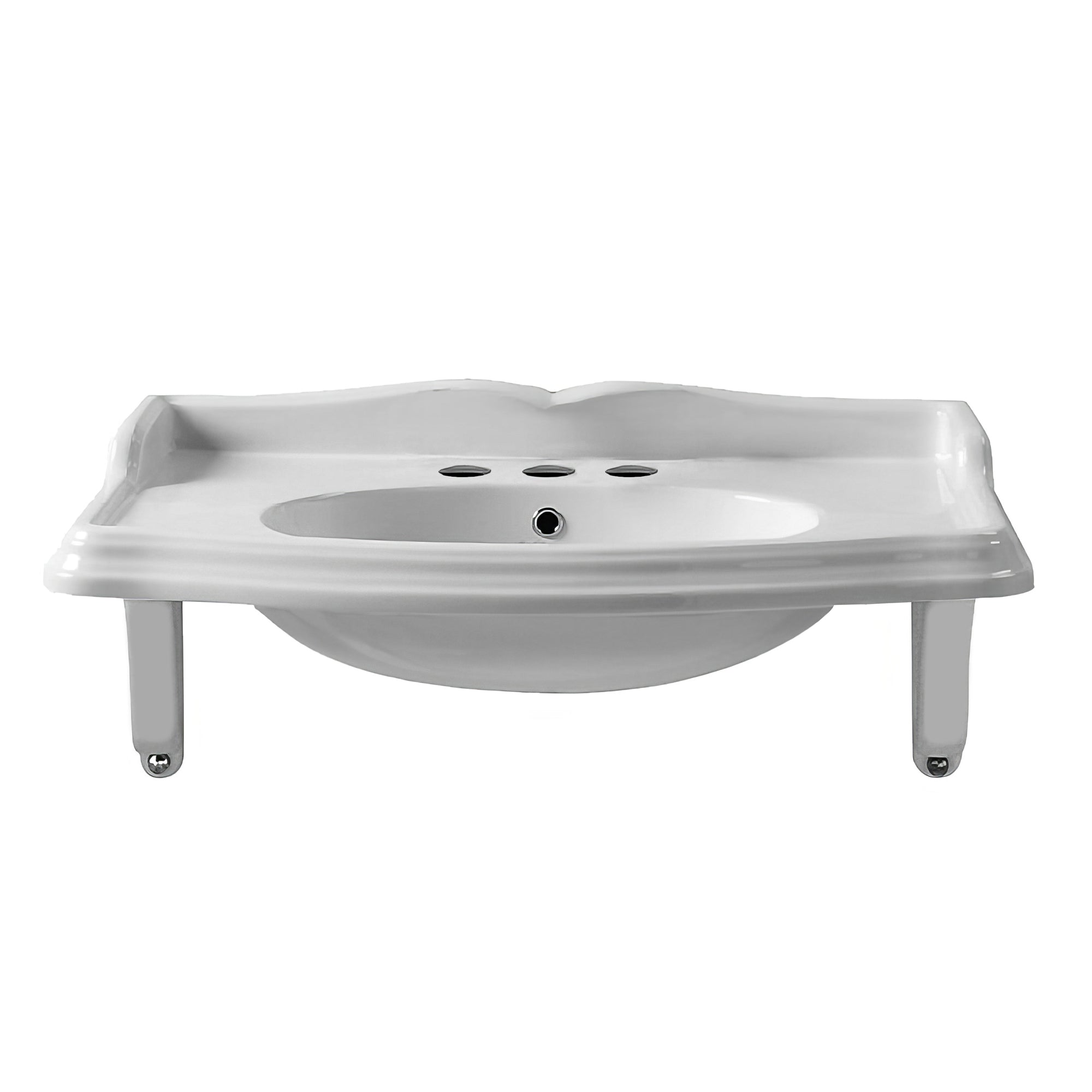 Isabella Collection 40" Rectangular Wall Mount Basin with Integrated Oval Bowl and Ceramic Shelf Supports