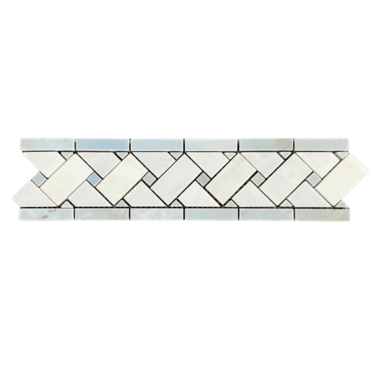 BLUE STONE & ARCTIC WHITE MARBLE BASKETWEAVE BORDER POLISHED