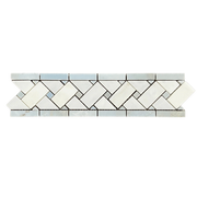 BLUE STONE & ARCTIC WHITE MARBLE BASKETWEAVE BORDER POLISHED