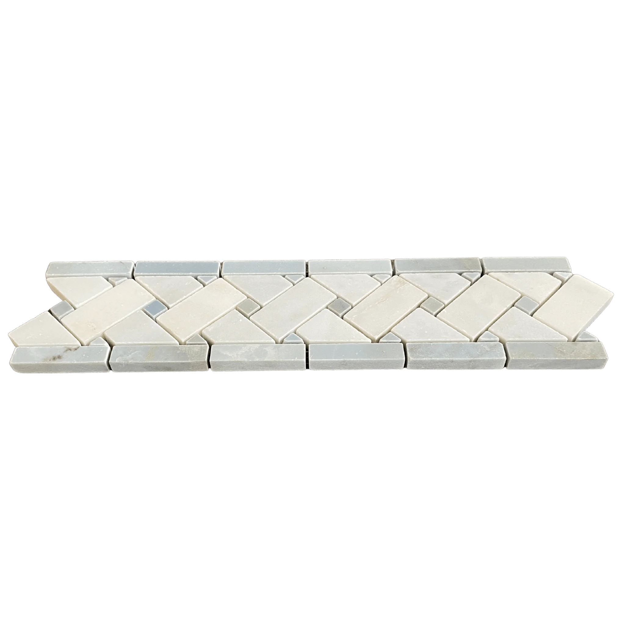 BLUE STONE & ARCTIC WHITE MARBLE BASKETWEAVE BORDER POLISHED